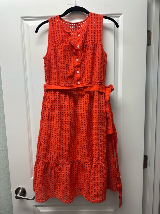 J. Crew Dresses & Skirts - LIKE NEW J.Crew Sleeveless Red Eyelet Dress casual summer SZ 4